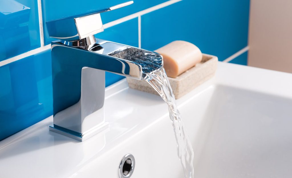 Steel Faucet With Ceramic Sink Teal Bathroom With Bar Of Soap